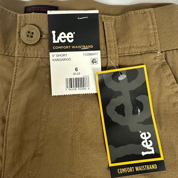 Lee Womens 5 Inch Comfort Waistband Shorts Size 6 Kangaroo Brown - Picture 2 of 10